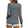 thumbnail image 5 of LUXUR T-shirt pour Femmes Col Rond Tee-Shirt Couleur Unie Pull Décontracté Manches Longues Gris m, 5 of 5