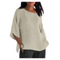 thumbnail image 2 of Blouses, Hauts et T-Shirts pour Femmes Grande Taille en Liquidation Femmes Dames Manches Raccourcies Col Rond Coton Chemise Ample Blouse, 2 of 6