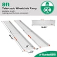 thumbnail image 4 of Ruedamann Rampe pour Fauteuil Roulant en Aluminium de 8 Pi, Supporte jusqu'à 800 Lb, Rampe Réglable pour Fauteuil Roulant, Conception Plus Grand de 11,4 Po L, Convient aux Fauteuils Roulants Manuels, aux Trottinettes Lourdes et aux Fauteuils Roulants Électriques, 4 of 4
