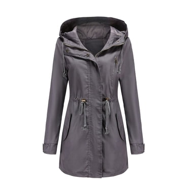 EGNMCR Manteau à Manches Longues pour Femmes, Manteau Décontracté Sans Capuche à Manches Longues & Vestes Manteau de Pluie Uni pour Femmes Vestes d'Extérieur Imperméable à Capuche Coupe-Vent Manteau pour Femmes