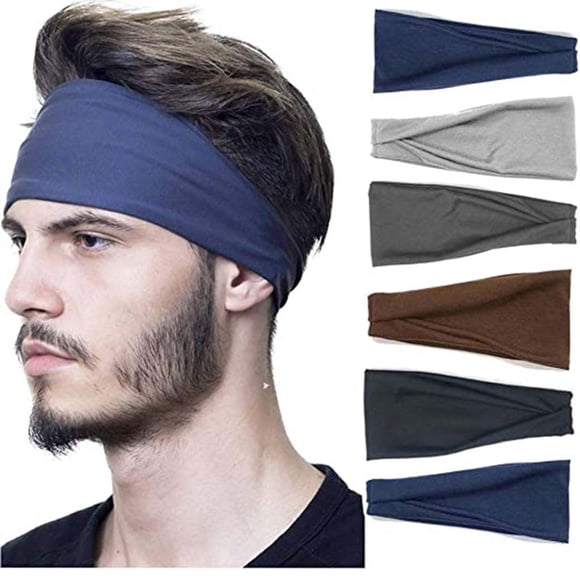 Clearance! Baberdicy Stretch Head 6Pc Mens Band Wrap Headband Men Thin Elastic Sweatband Hair Sports Headband Multicolor