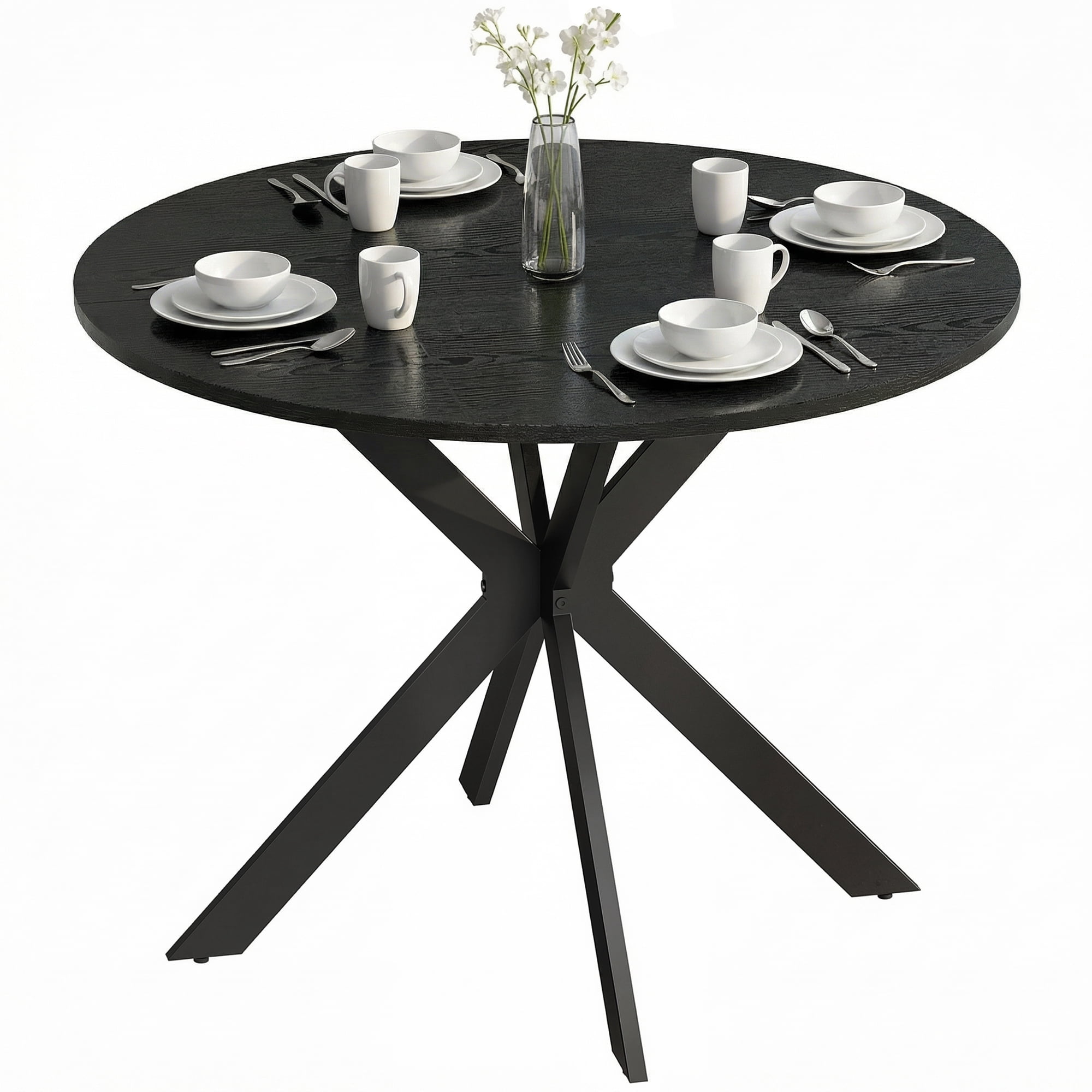 HOMCOM 39" Round Kitchen Table, Dining Table for Small Spaces, Steel Leg