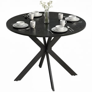 HOMCOM 39" Round Kitchen Table, Dining Table for Small Spaces, Steel Leg
