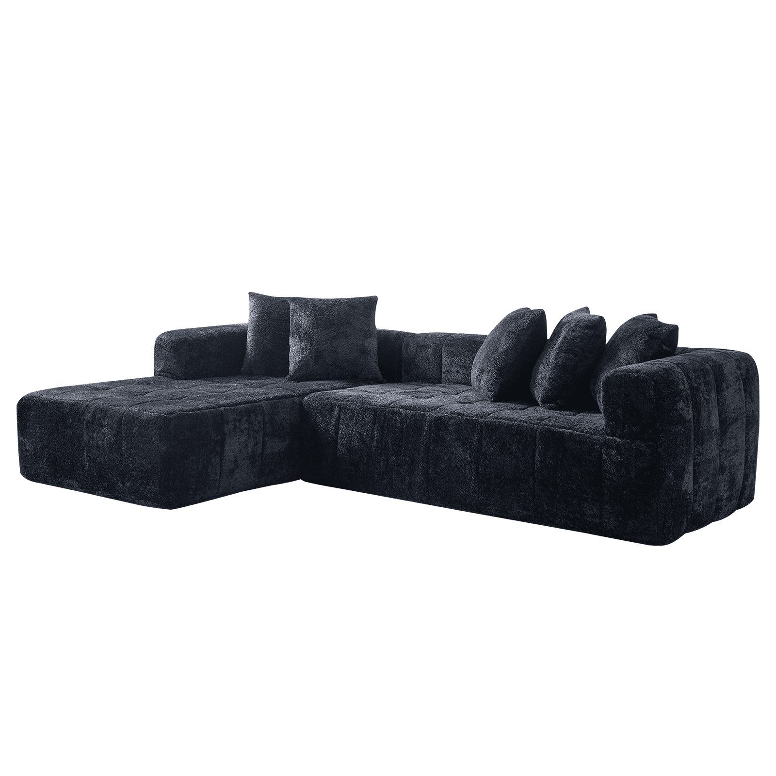 Noble House 107.9" Cloud Modular Sectional Sofa,L-Shape Chaise with Deep Seat for Living Room Bedroom,Black