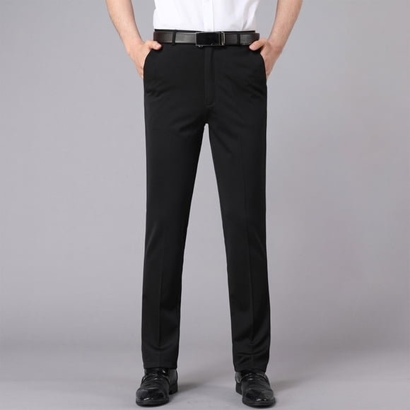 Pisexur Mens Dress Pants Ultimate Performance Pleated Chino Pants Dress Pants for Men Non-Iron Fabric, Stretch Lightweight Twill Men's Pants Black,42