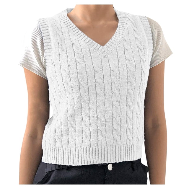 Fridja Débardeur Tricoté Sans Manches pour Femmes, Haut Court Uniforme