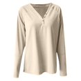 thumbnail image 4 of DPTALR Hauts Décontractés pour Femmes Col en V T-shirt Blouse à Manches Longues, 4 of 4