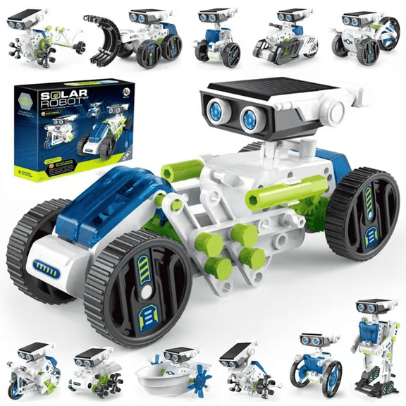 STIM Trousse Scientifique de Robot Solaire 12-en-1 – Jouet de Construction d'Ingénierie Bricolage pour Enfants de 8 Ans et Plus, à Piles et à Énergie Solaire, Assemblage Facile, Ensemble de Construction Avancé pour Garçons et Filles – Cadeau Éducatif pour 8 à 14 Ans