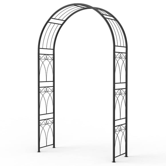 GloryStar 8FT Garden Arch, Durable Thickened Rustproof Metal Trellis in Elegant Black, Perfect for Climbing Plants, Flowers, and Vines, Wide Arbor Design for Outdoor Decor, Bridal Parties
