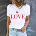 thumbnail image 5 of Diufon Hauts de la Saint-Valentin pour Femmes Décontractés Tendance T-Shirt à Manches Courtes Col Ras du Cou Mignon à Imprimé Graphique Chandail Blouse, 5 of 5
