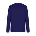 thumbnail image 5 of Dagegui Hauts Grande Taille pour Femmes Manches Longues Col Rond T-Shirt Couleur Unie Quotidien Tunique Chandail Bleu Foncé TG, 5 of 5