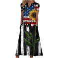thumbnail image 2 of Robe d'Été pour Femmes 2024 Mode Grande Taille Ample Décontractée à Col en V Fête de l'Indépendance Imprimée à Manches Courtes Robes Rabais de 50 % Liquidation!, 2 of 5