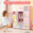 thumbnail image 4 of Costway Garde-Robe pour Enfants à 12 Cubes Commode pour Bébé Armoire de Chambre Penderie pour Vêtements avec Portes Rose, 4 of 10