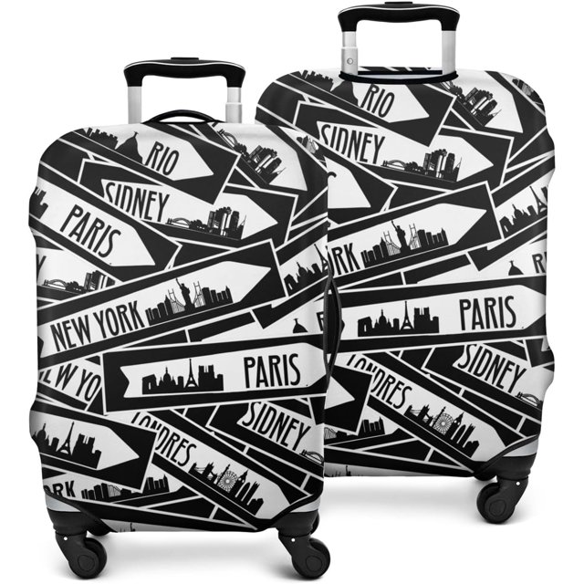 Travel Luggage Cover Suitcase Protector Fits 18-32 Inch Luggage Wheel Covers Patterned Travel Related Items Flower Luggage Protector Elastic Luggage Anti-scratch Suitcase Cover S
