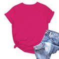 thumbnail image 1 of Weiqiqre T-Shirts pour Femmes Col Rond T-Shirt Basique - Hauts Mode Été Printemps - T-Shirts Surdimensionnés pour Femmes, 1 of 4