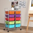 thumbnail image 2 of Gymax 10-Drawer Rolling Storage Cart Tools Scrapbook Paper Organizer on Wheels Multicolor, 2 of 10