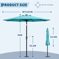 thumbnail image 2 of Garvee Parasol de Patio Extérieur de 9 Pieds, avec Inclinaison à Bouton-Poussoir et 8 Nervures Robustes, Vert Émeraude, 2 of 7