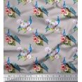 thumbnail image 1 of Soimoi Gray Rayon Fabric Stripe,Pink Floral & Peacock Bird Print Sewing Fabric BTY 42 Inch Wide, 1 of 3