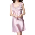 thumbnail image 1 of B91xZ Chemise de Nuit Sans Manches pour Femmes, Col Rond, Bretelles Spaghetti, Dos Nageur, TG Violet, 1 of 5