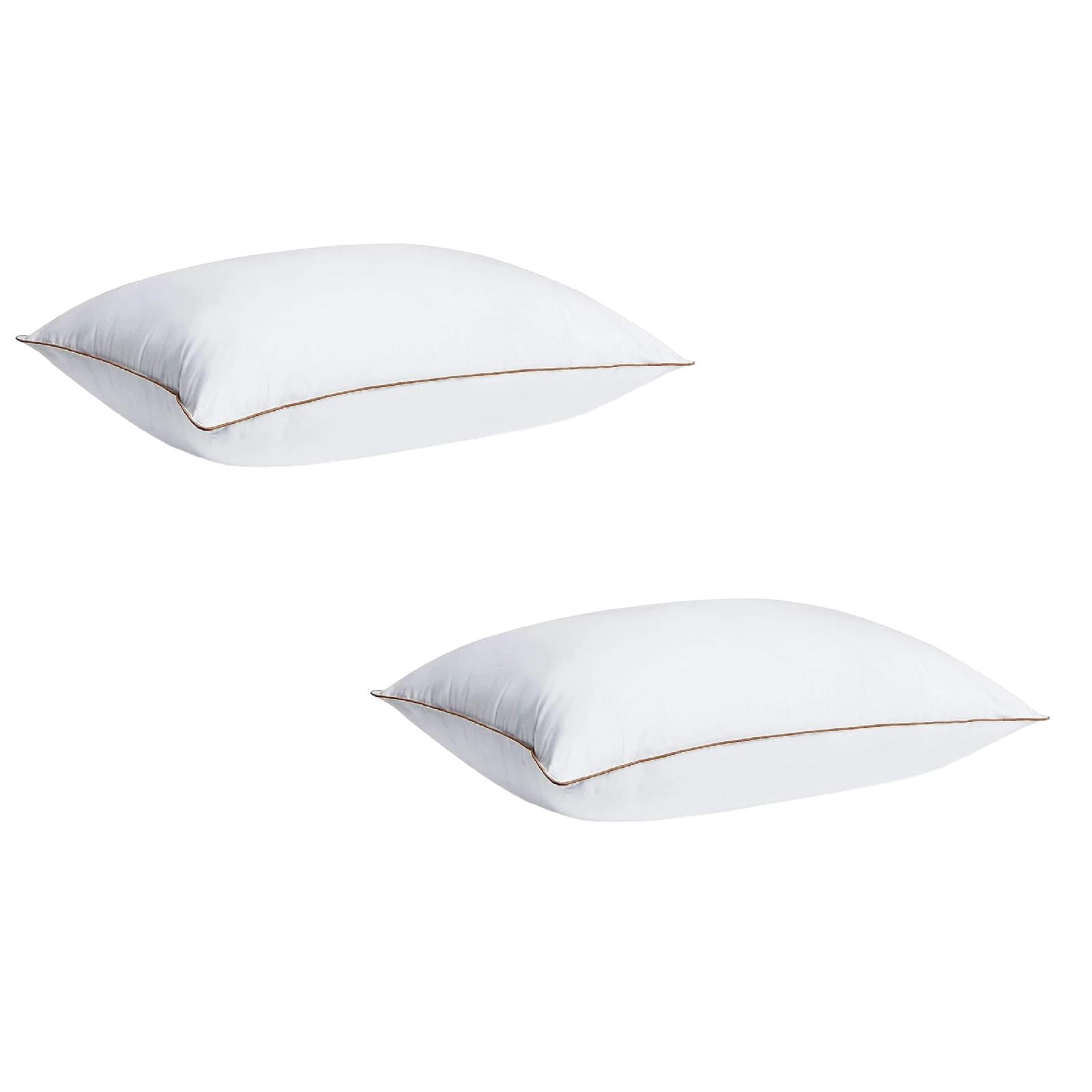 Leojiow 2Pcs Bedding Bed Feather Down Pillows For Sleeping Natural Goose Feathers Pillows With Breathable Downproof Cover Pillows For Hotel Standard 20 Inches One Size
