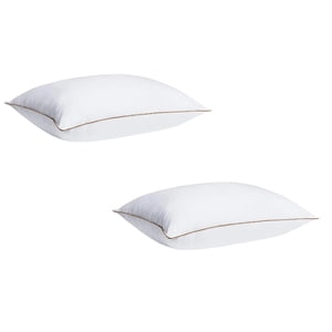 Leojiow 2Pcs Bedding Bed Feather Down Pillows For Sleeping Natural Goose Feathers Pillows With Breathable Downproof Cover Pillows For Hotel Standard 20 Inches One Size