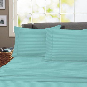 600 Thread Count 100% Cotton Wrinkle Free Striped Sheet Set (King, Purple)
