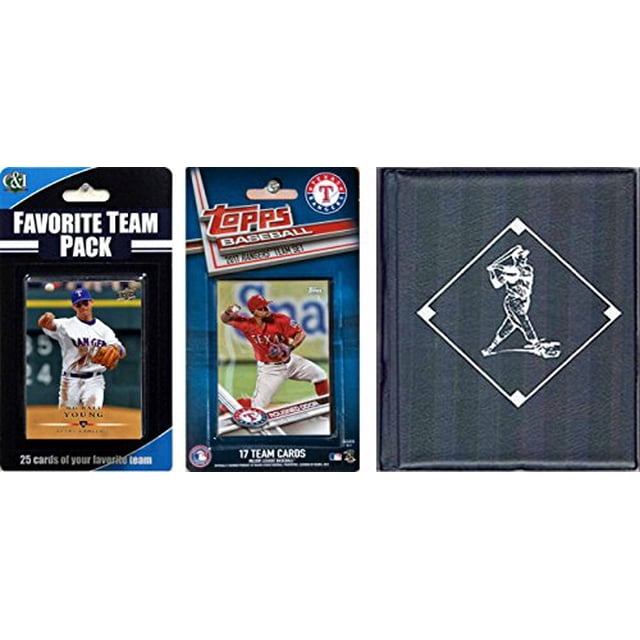 C&I Collectables 2017RANGERSTSC MLB Texas Rangers Licensed 2017 Topps Team Set and Favorite Player Trading Cards Plus Storage Album