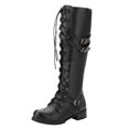 thumbnail image 1 of Kcodviy Bottes à Lacets Style Gothique Vintage pour Femmes Bottes Rétro Punk à Boucle Bottillons Mignons pour Femmes Bottes d'Automne Bottes pour Femmes à Talons Bottes pour Femmes à Talon Bas Bottes de Pluie en Cuir pour Femmes, 1 of 9