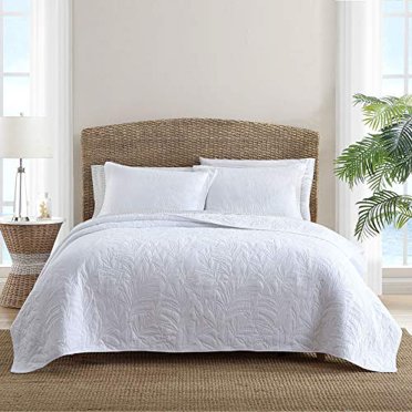 Tommy Bahama Costa Sera Collection Couvre-Lit Matelassé en Coton Doux et Respirant Grand Lit/Grand Blanc