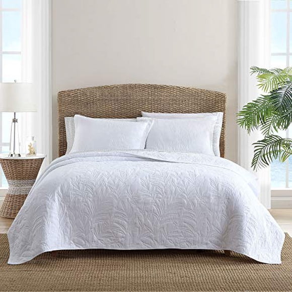 Tommy Bahama Costa Sera Collection Soft Breathable Cotton Quilt Bedspread Full/Queen White