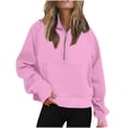thumbnail image 1 of Half Zip Sweatshirt Women Plus Size Fleece Cropped Hoodies Pullover Fall Winter Warm Tops Thumb Hole, 1 of 6