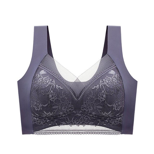 Timegard 3pc Plus Size Bras for Women No Underwire Lace Full Coverage Mesh Breathable Comfort Seamless Bra