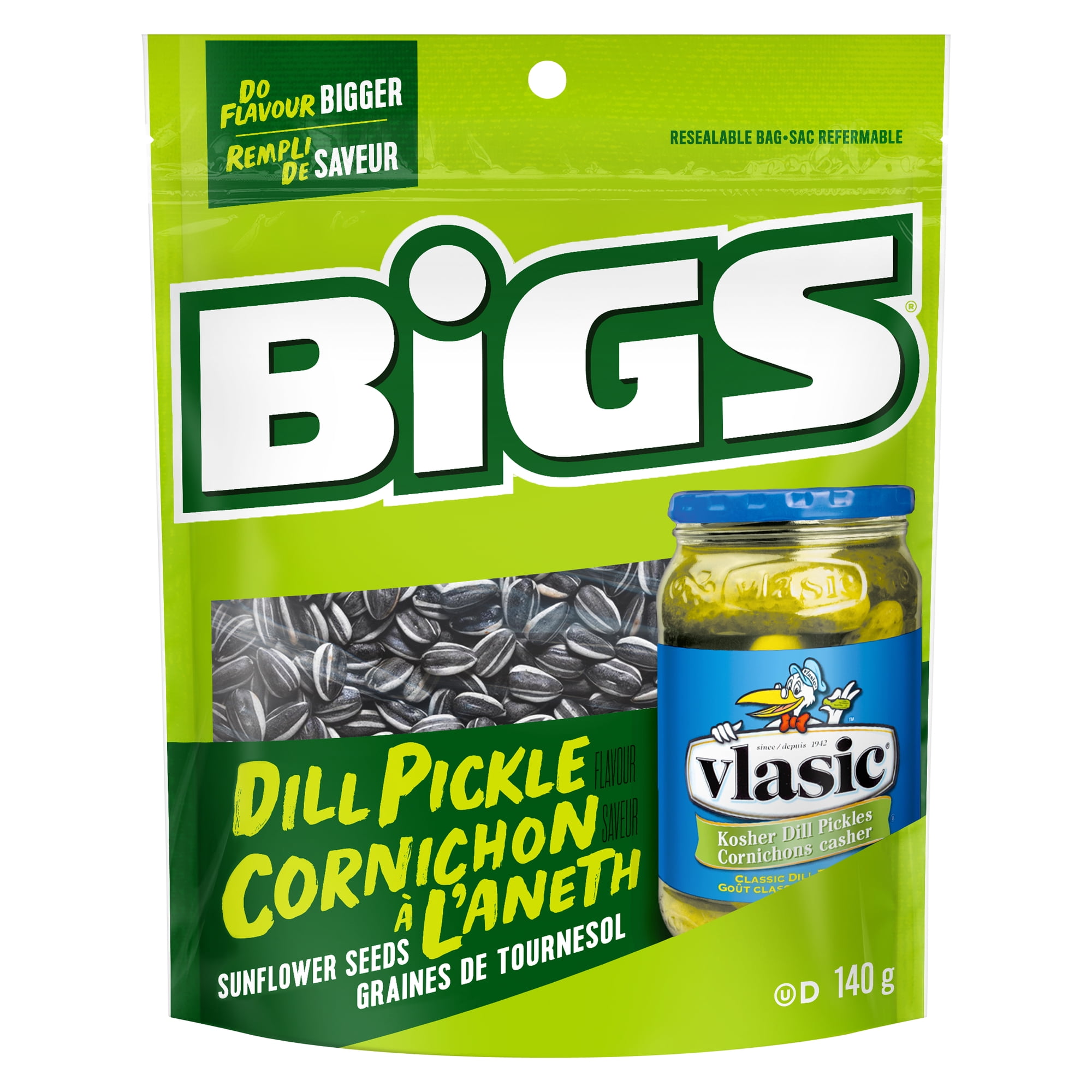 專用120g×3 150g×5 180g×4 BiGS VLASIC Dill Pickle Flavour Sunflower Seeds - High in Fibre