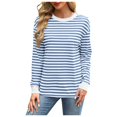thumbnail image 1 of WEAIXIMIUNG Sweat à Fermeture Éclair Femme Sans Capuche Mode Couleur Contrastée Ample Col Rond Rayé Manches Longues Haut Décontracté pour Femme, 1 of 8