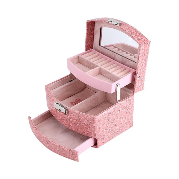 Greensen Boîte de Rangement pour Bijoux à 3 Couches Collier Bague Étui Cadeau pour Femme Fournitures pour la Maison,Boîte à Bijoux, Boîte à Bijoux à 3 Couches