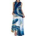thumbnail image 2 of Ovzne Robes d'Été pour Femmes 2025 Robe Femme Mode Confortable Été Imprimé Sans Manches Col en V Robe Maxi Grande Taille Imprimée Liquidation, 2 of 5
