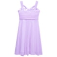 thumbnail image 4 of MSemis Kids Girls Elegant Flower Girl Dress Sleeveless Ruched Bodice Cascading Ruffle Wedding Party Dress Lavender 14, 4 of 7