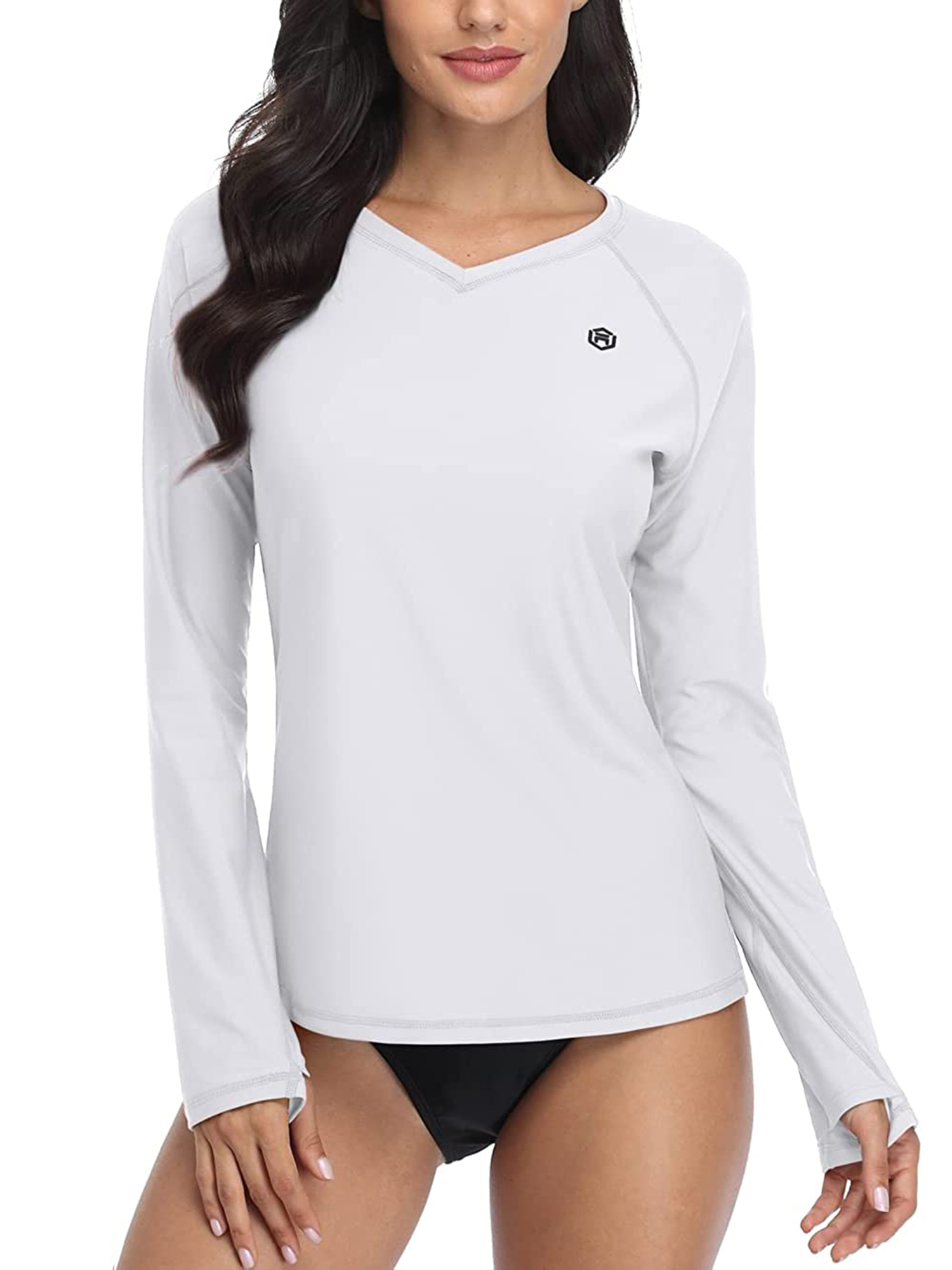 BeautyIn Women V-Neck Rash Guard UPF 50+ Sun Protection Swimwear Shirt