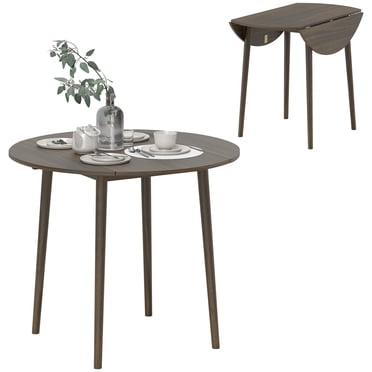 HOMCOM Table à Manger Pliable, Table Ronde à Abattants avec Pattes en Bois