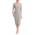 thumbnail image 1 of INSPIRE CHIC Robe à Boutons devant pour Femme en Tweed à Contraste de Couleurs Robes Élégantes Gris TP, 1 of 5