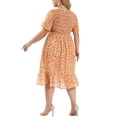 thumbnail image 3 of GRACE & GRANDEUR Robes Midi Évasées Élégantes à Smocks à Fleurs pour Femmes Grande Taille2X Blanc, 3 of 6