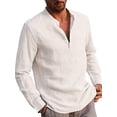 thumbnail image 1 of FOCUSNORM Men's Long Sleeve T-Shirt Loose Fit Tops Solid Color Blouse, 1 of 9