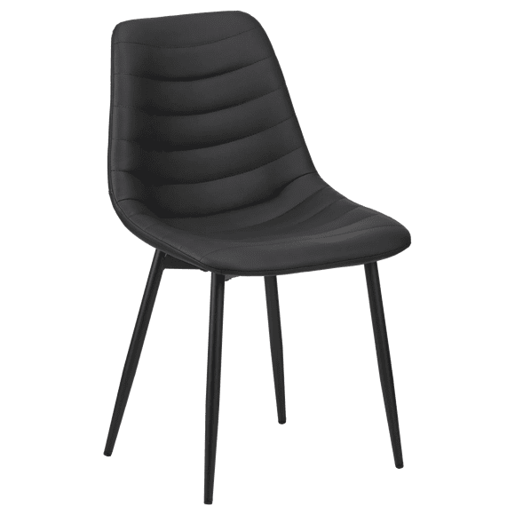 Chaise de salle à manger en similicuir noir avec pattes en métal Bouclair