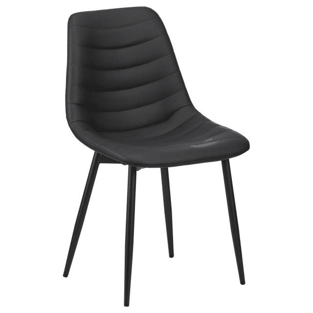 Bouclair Black Faux Leather Dining Chair Kitchen Side Chair with Tapered Metal Legs Set Component