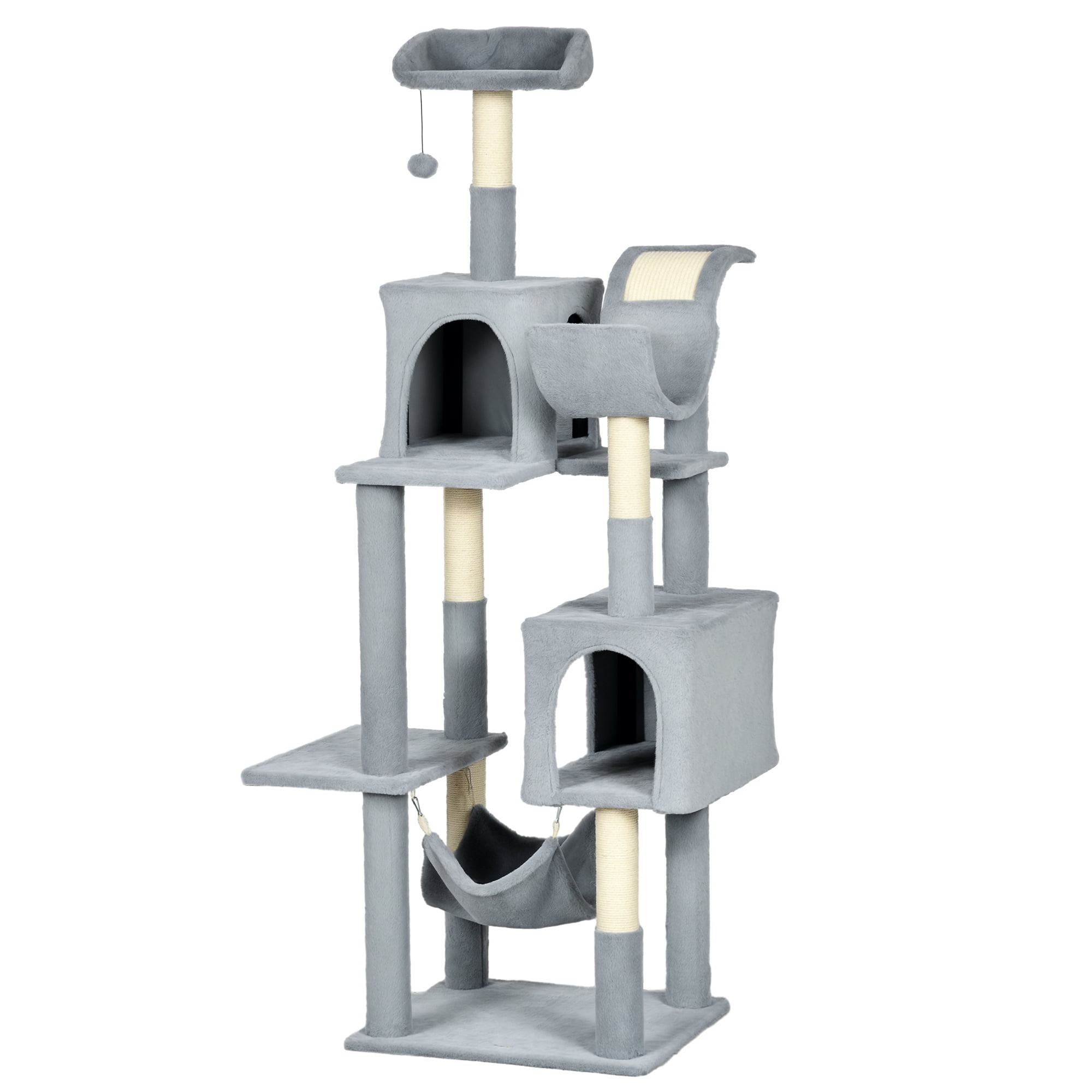 PawHut 70" Cat Tree, Cat Tower with Condo, Hammock, Scratching Posts
