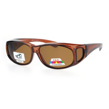 Polarized 55mm Rectangular Fit Over Plastic Sunglasses Brown