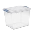 thumbnail image 1 of Sterilite 26 Liter Latch Box, Small Clear Plastic Storage Bin with Lid, Blue Latch, 1 of 5