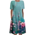 thumbnail image 2 of Robes Maxi pour Femmes 2023 avec Manches Robe d'Été Bohème à Imprimé à Manches Courtes Robe de Plage Longueur Genou Robe à Manches Courtes en Liquidation, 2 of 5