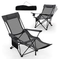 thumbnail image 1 of Goplus Camping Lounge Chair with Detachable Footrest & 4-Position Backrest Carrying Bag Gray, 1 of 10