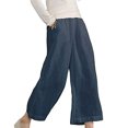 thumbnail image 2 of RKSTN Womens Pants Multiple Solid Color Cotton Linen Loose Casual Wide Leg Capris Loose Comfortable Pants, 2 of 5